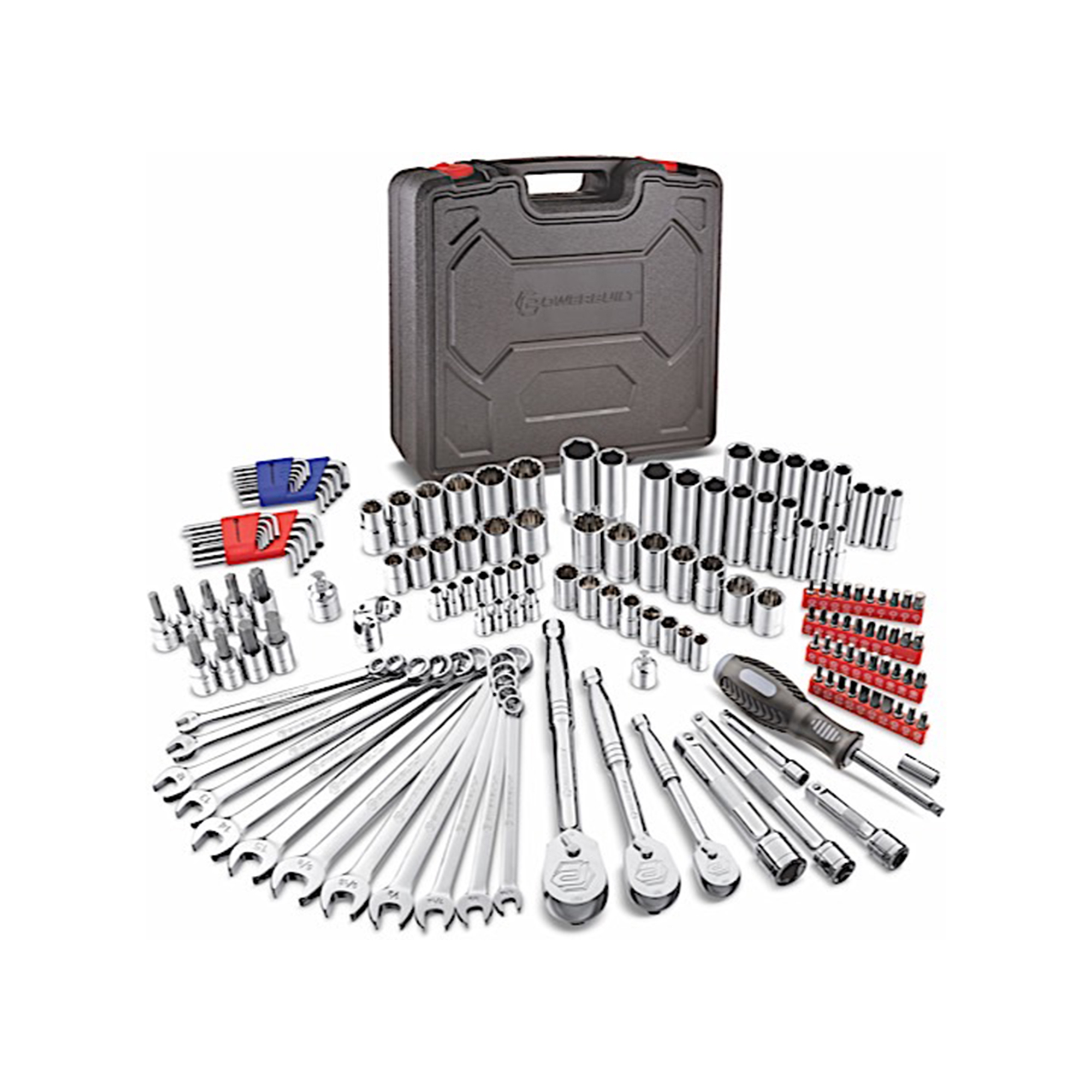 Powerbuilt 152-Piece Master Mechanics Service Set — Chrome Vanadium Steel, Metric & SAE Sizes, Portable Case, Model# PBT642453